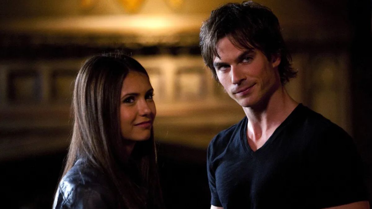 Kadr z serialu Pamiętniki wampirów główni bohaterowie